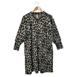 Uncle Frank Leopard Print Mock Neck Mini Dress Sz L Black Metallic Mobwife Artsy